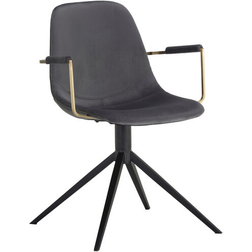 Cassius Slate Tint / Nightfall Black Swivel Dining Armchair, Swivel